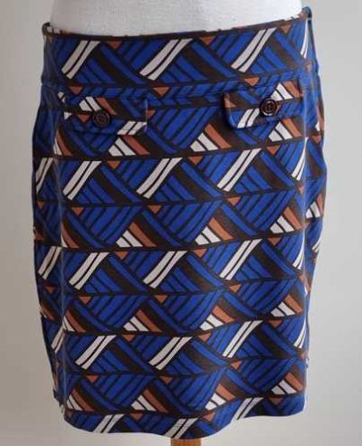 Vila blauw stretchy rokje met een retro print mt. L