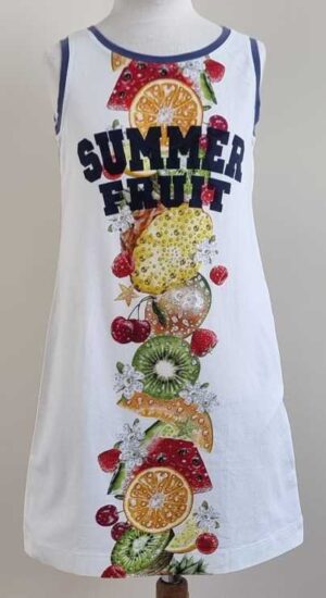 MonnaLisa wit/grijs jurkje met fruit mt. 128 (8)