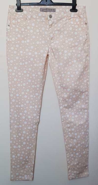 Denim Co zachtroze stretchy jeans met witte dots mt. 38