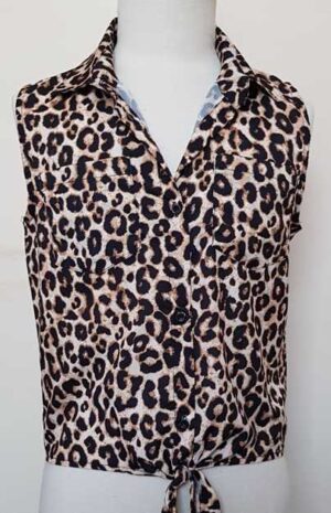 146.Cool Cat bruin bloesje met dieren print mt. 146/152