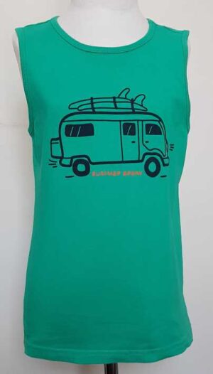 134.Hema groen singlet met print mt. 134/140
