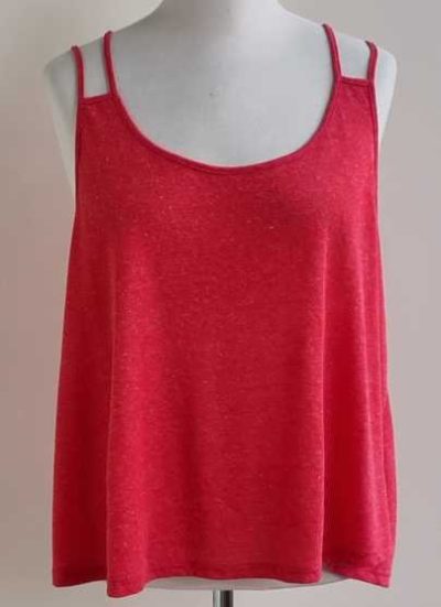 Camaieu rood/roze gemeleerde top met kant mt. 52