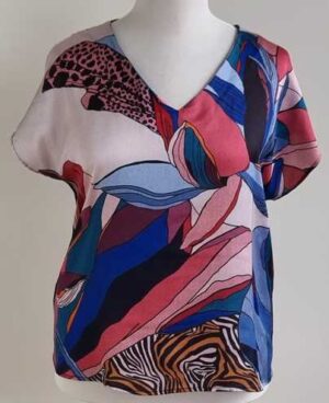 Cassis zwart/gekleurde blouse shirt/blouse mt. XL