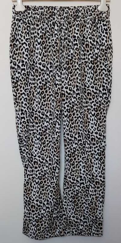 Pescara roomwitte broek met zwart/bruine dieren print mt. L/XL