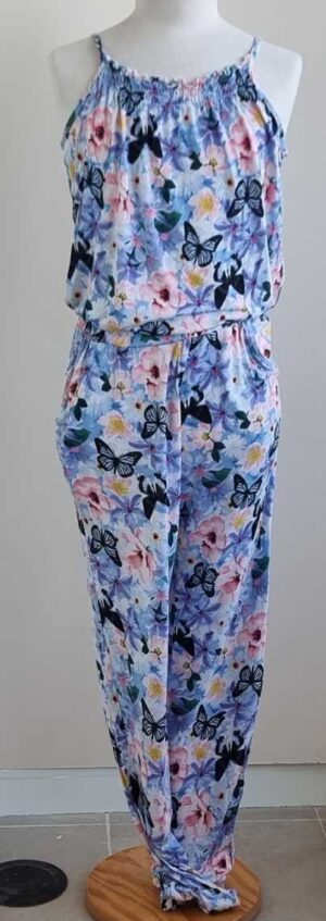 H&M soepelvollende jumpsuit met bloemen en vlinders mt. 152
