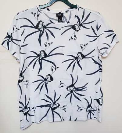 H & M wit t-shirt met groene print mt. S