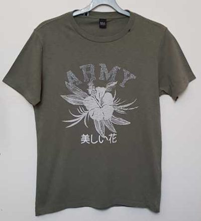 Replay groen t-shirt met print en kleine studs mt. S