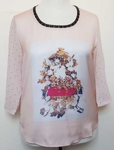 Maison Scotch zachtroze blouse mt. L (3)