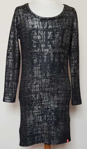 146.Teen Girls zwarte tuniek sweater met zilver mt. 146