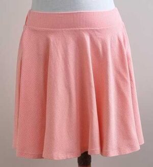 Gymp neon roze/beige geruit rokje mt. 152