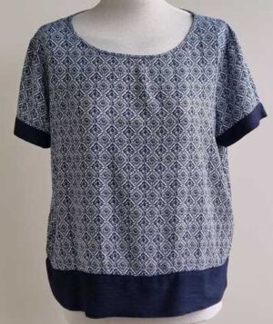 Jacqueline de Yong blauw/wit bloesje mt. 40
