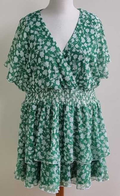 PageOne groene jurk met witte print mt. 46