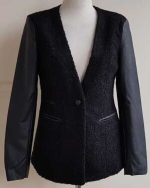 Vero Moda zwarte blazer met imitatieleer mt. 38