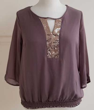 Lola & Lia bruine blouse met lovertjes mt. 42