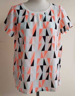 Jacqueline de Yong roze/blauwe blouse mt. 40