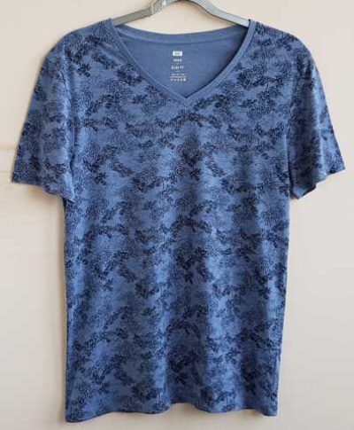 We (Slim Fit) blauw t-shirt met zwarte prints mt. M