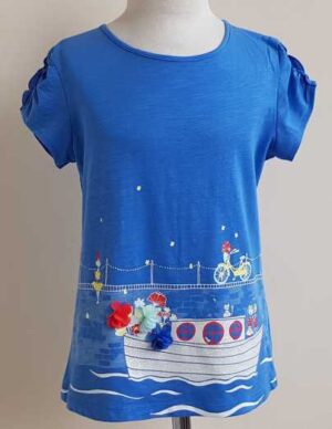 140.Palomino blauw t-shirt met gracht en bootje mt. 140