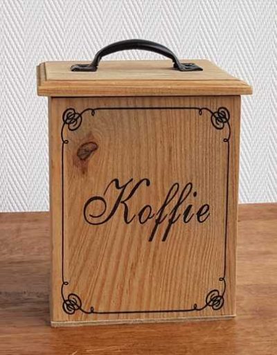 Houten koffiedoos