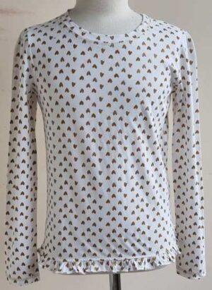 146.Lola Liza roomwit shirt met gouden hartjes mt. 146/152
