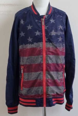 158.Cool Cat blauw zomerjasje met vlaggenprint mt. 158/164