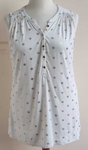 MS Mode witte top met gouden printjes mt. L