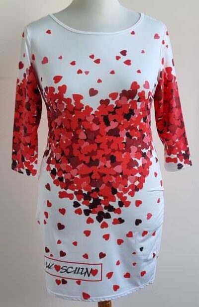 Wit tuniek shirt met hartjes print mt. L