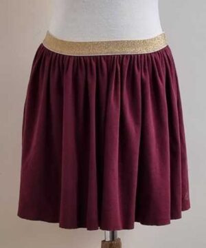 140.Petit Bateau donkerrood rokje met goud mt. 140 (10)