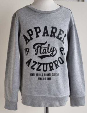 128.Vingino grijze sweater met zwarte print mt. 128