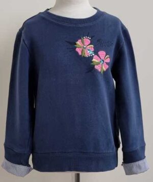 128.Vingino donkerblauwe sweater met bloemen mt. 128 (8)