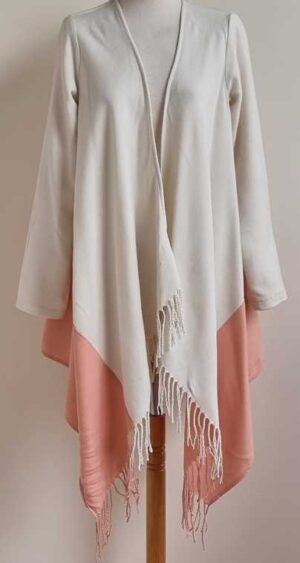 Vila roomwit met roze loshangend vest mt. S