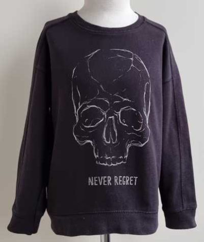 140.Mango zwarte sweater met skull print mt. 140