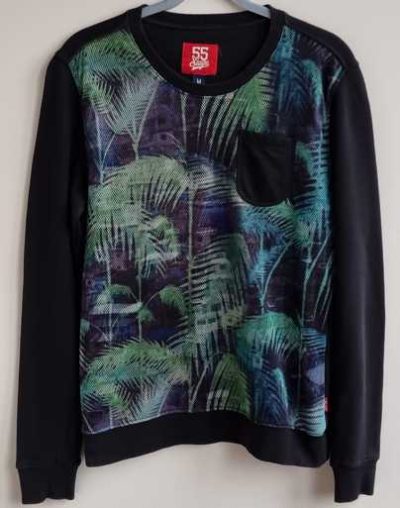 55 Stage zwarte sweater met bladeren print mt. M