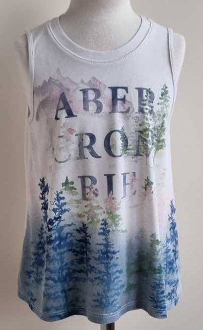 122.Abercrombie off white a-lijn shirt met print mt. 122/128 (7/8)