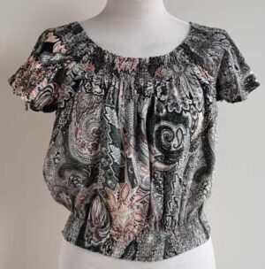 Zara kort groen bloesje met print mt. S