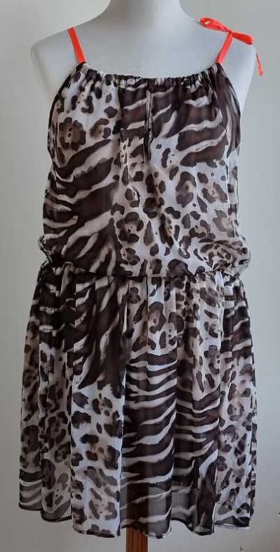 Etam ecru jurk met dieren print mt. 42