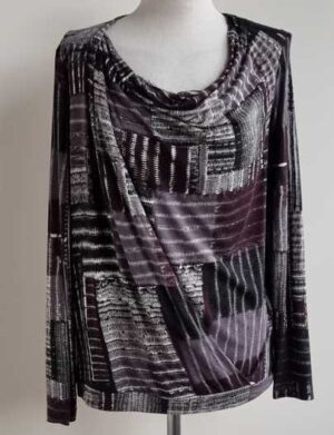 Sandwich paars/grijs overslag shirt mt. S