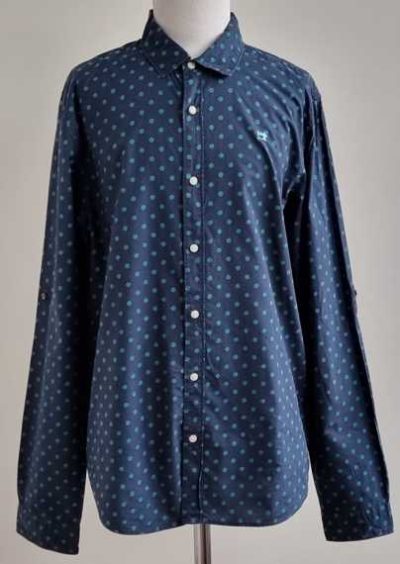 Scotch & Soda blauw overhemd met groene dots mt. 164 (14)