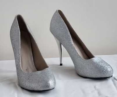 1001 Shoes zilveren glitter pumps mt. 40 NIEUW