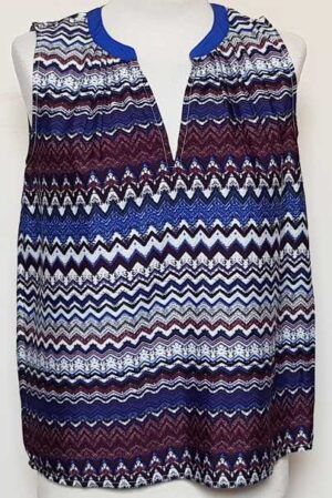 Vero Moda blauw/bruine mouwloze blouse mt. S