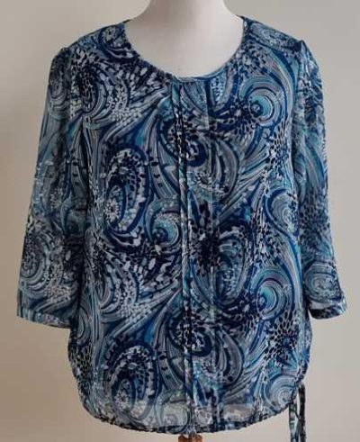 Damart blauw/grijze blouse mt. 46