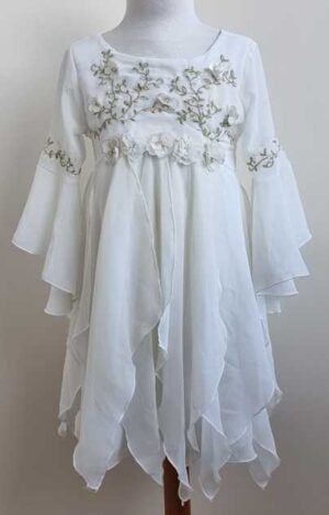 110.Kate Mack off white jurkje met borduur en bloemetjes mt. 110 (5)