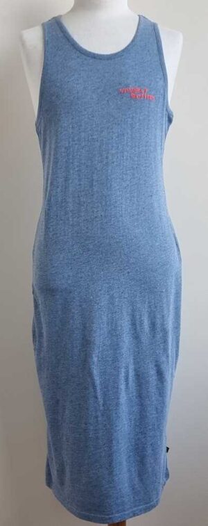 158.We Fashion jeansblauwe lange jurk mt. 158/164