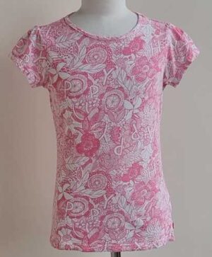 146.Cakewalk wit t-shirt met roze prints mt. 146/152