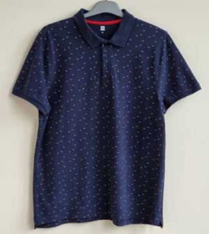 Hema blauwe polo met printje mt. XL