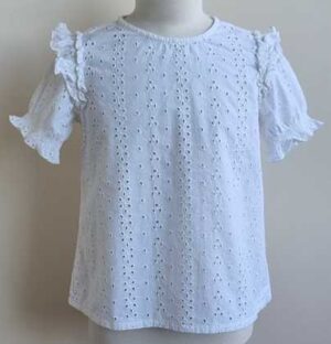 Kids Only wit broderie bloesje met roeseltje mt. 140