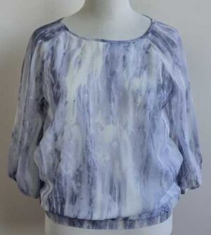 Blauw/wit voile blouse mt. 44
