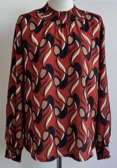 Made in Italy bruine blouse met retro print mt. S/M