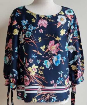 Jake”s donkerblauwe blouse met bloemen prints mt. 38