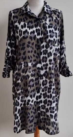 Made in Italy groen/roomwitte tuniek blouse mt. L