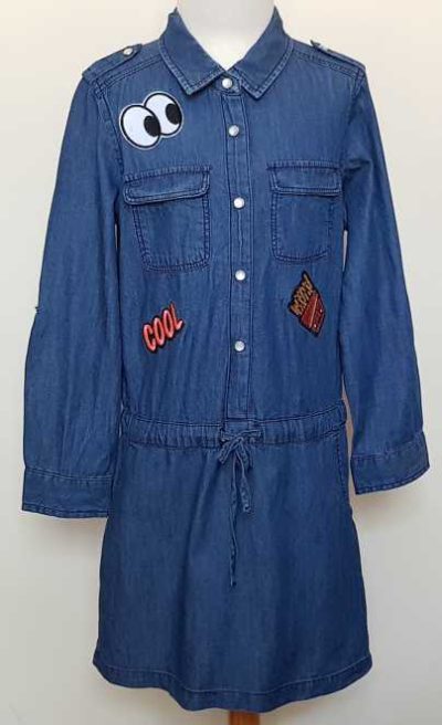 110.Lola  & Liza The Kids Dept jeans jurkje met applicaties mt. 110/116